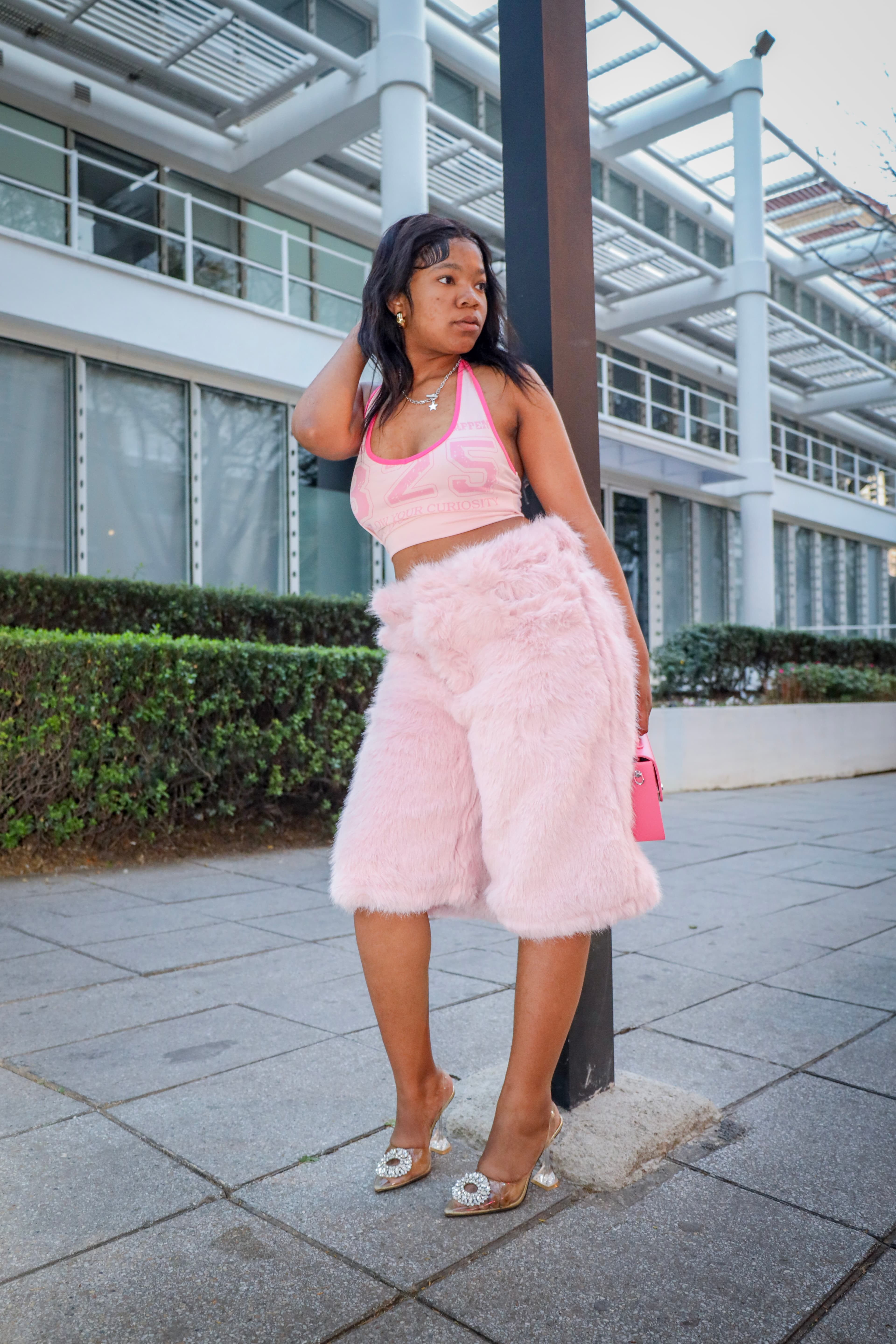 Rosé Faux Fur Trousers