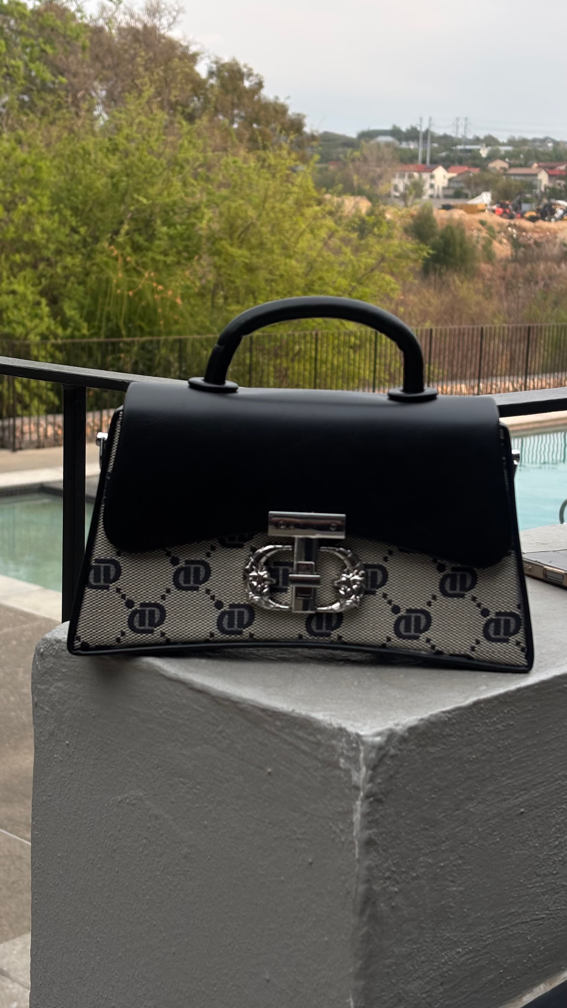 Structured Monogram Top-Handle Bag